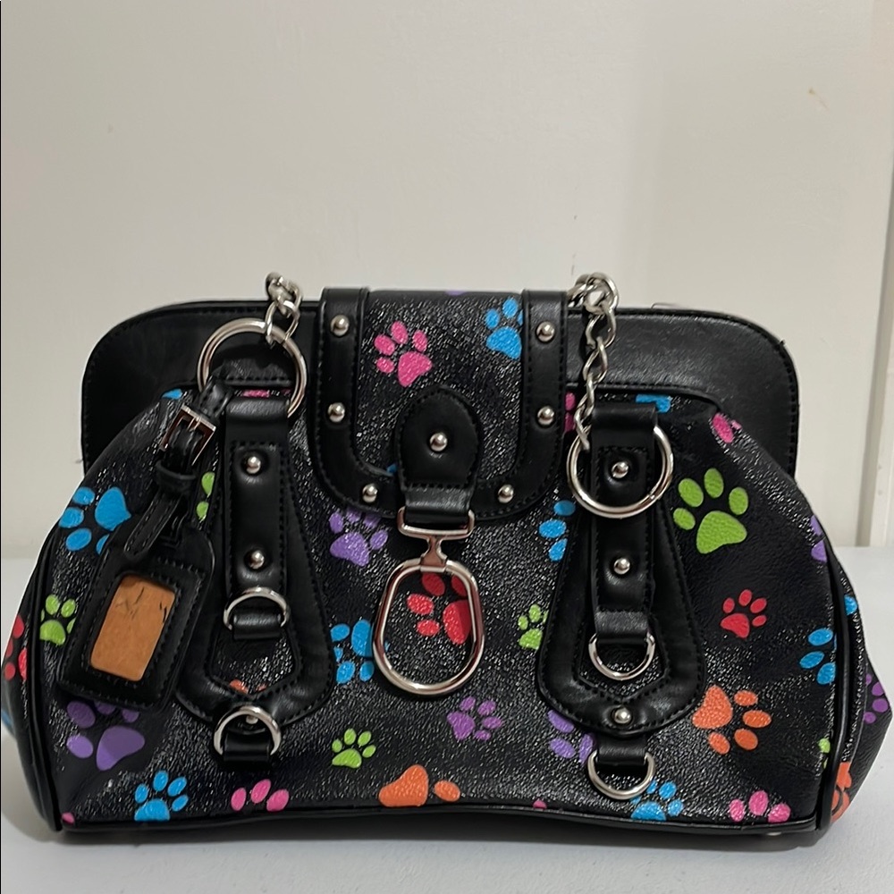 Colorful Paw Print Shoulder Bag